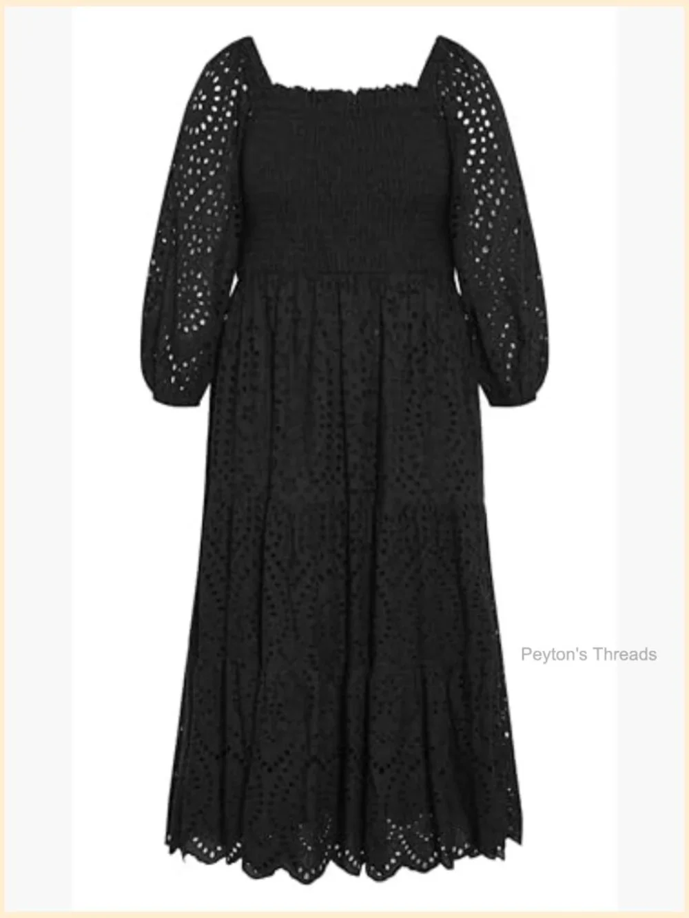 Elbow Sleeve Broderie Plus Size Boho Maxi Dress - Picture 7 of 7